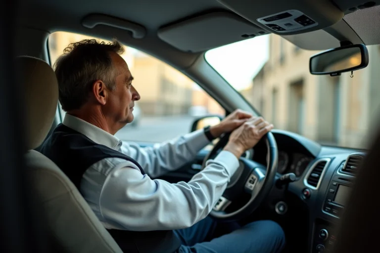 Conducteur de taxi français dans une ville historique de Poitiers